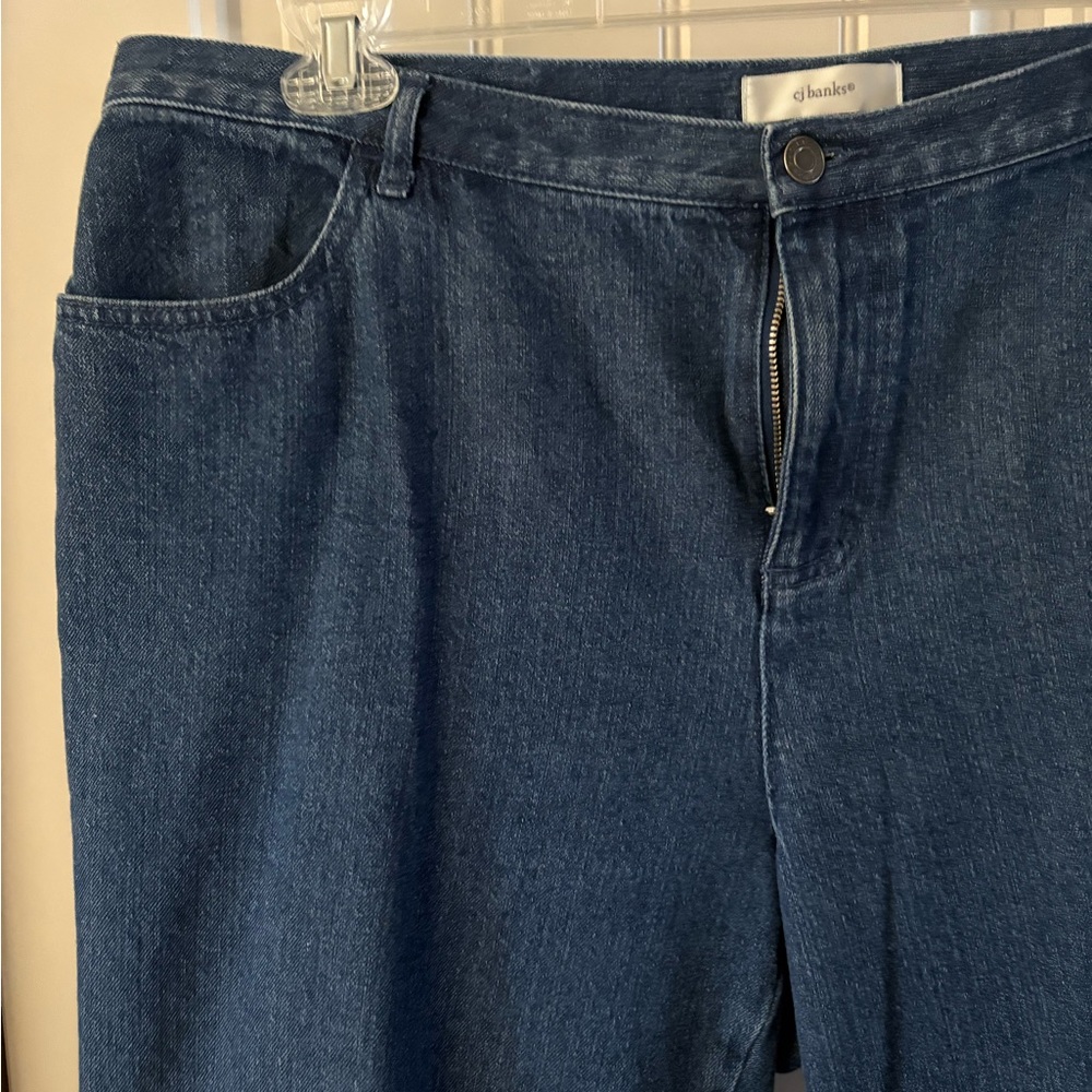 CJ Banks Denim Crop Pants w/Embroidery 18W Like New - Picture 5 of 10